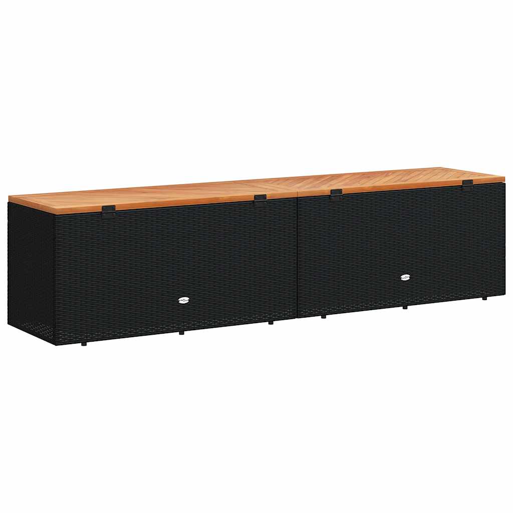 Putekasse svart 220x50x54 cm polyrotting akasie