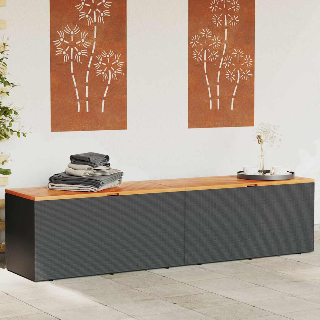 Putekasse svart 220x50x54 cm polyrotting akasie