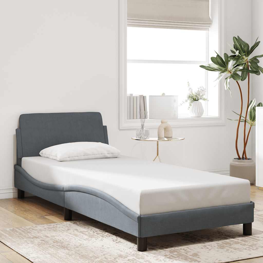 Sengeramme Dover mørkegrå 90x190 cm fløyel