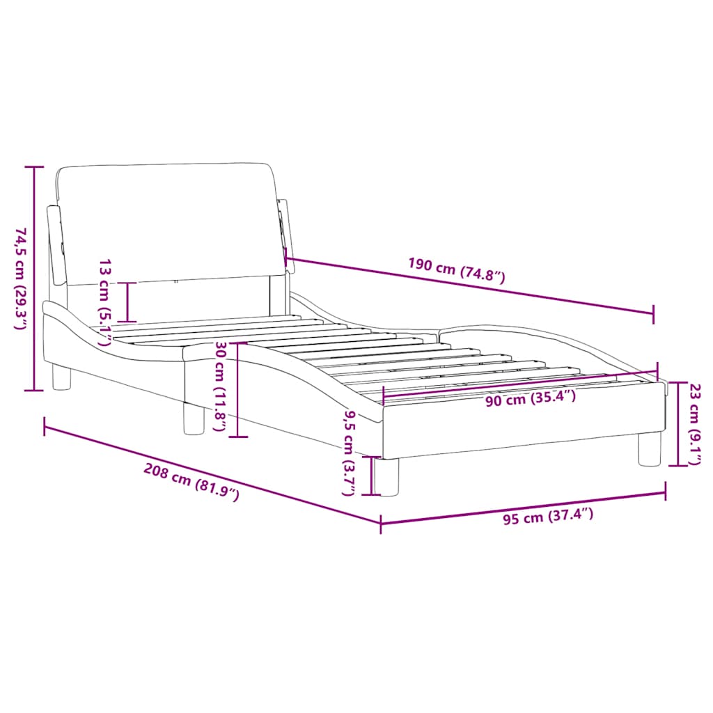 Sengeramme Dover svart 90x190 cm kunstlær