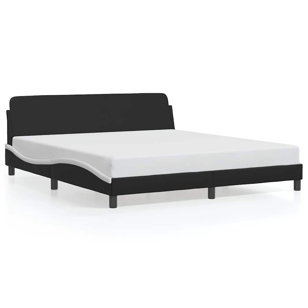 Sengeramme Dover svart og hvit 180x200 cm kunstlær