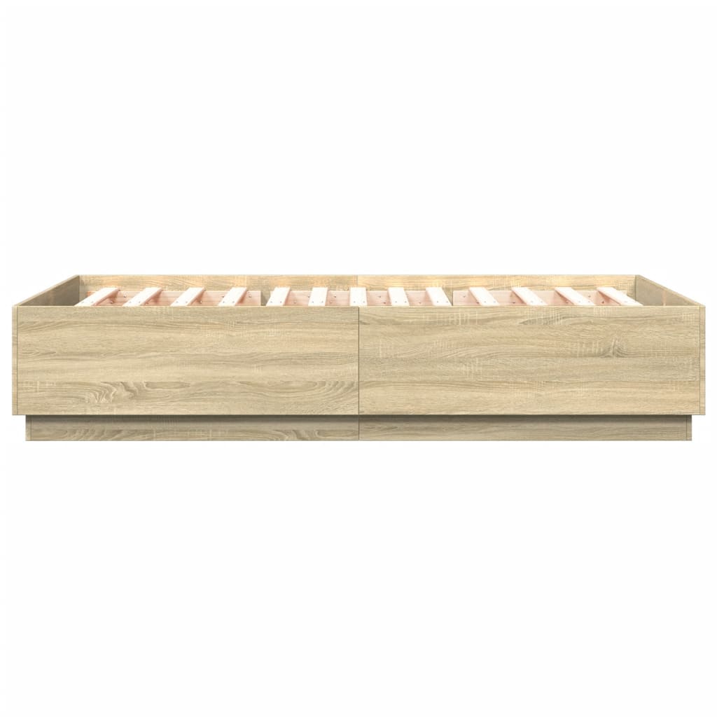 Sengeramme med LED-lys sonoma eik 160x200 cm konstruert tre