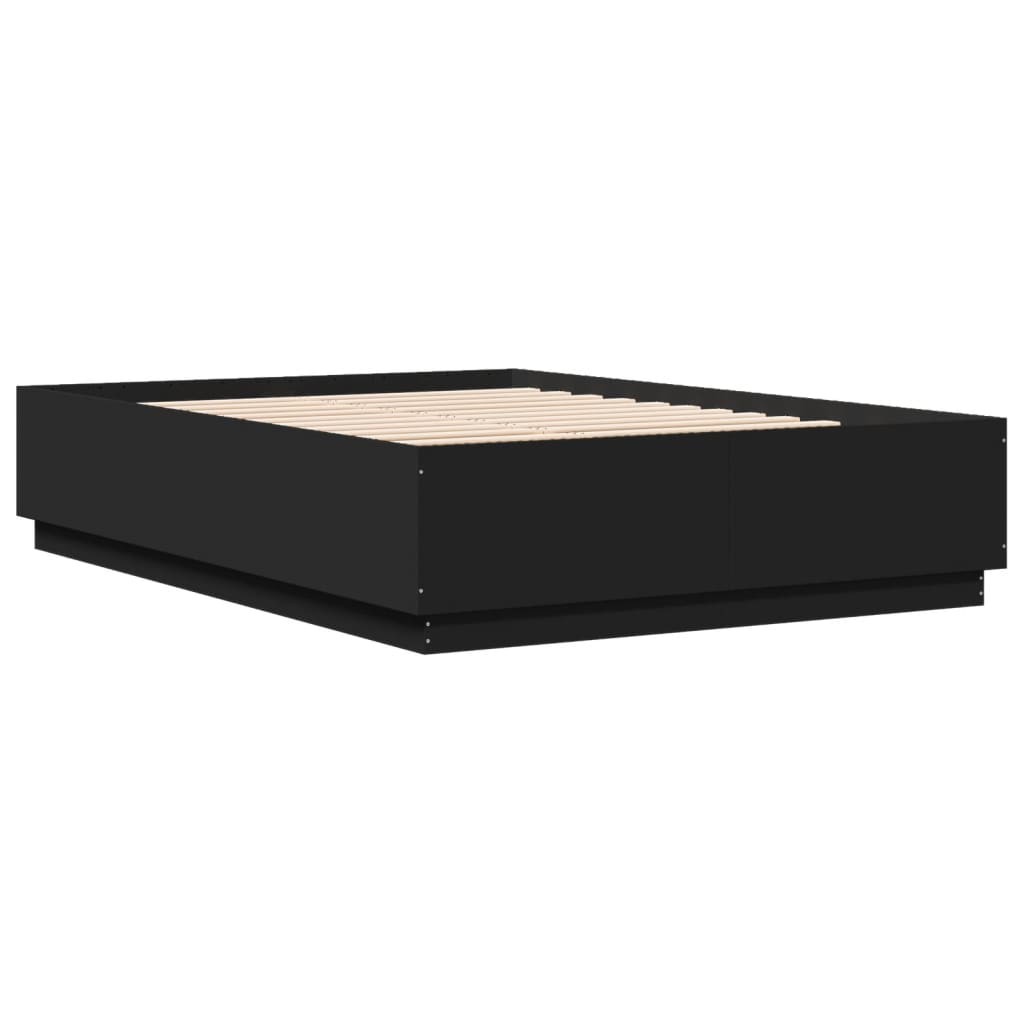 Sengeramme med LED uten Madrass Sort 150x200 cm