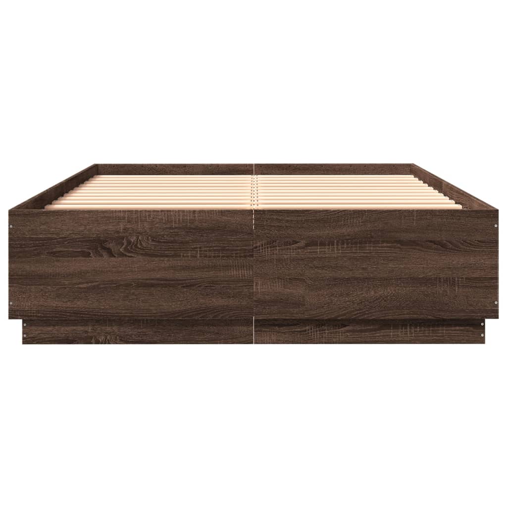 Sengeramme med LED-lys sonoma eik 150x200 cm konstruert tre