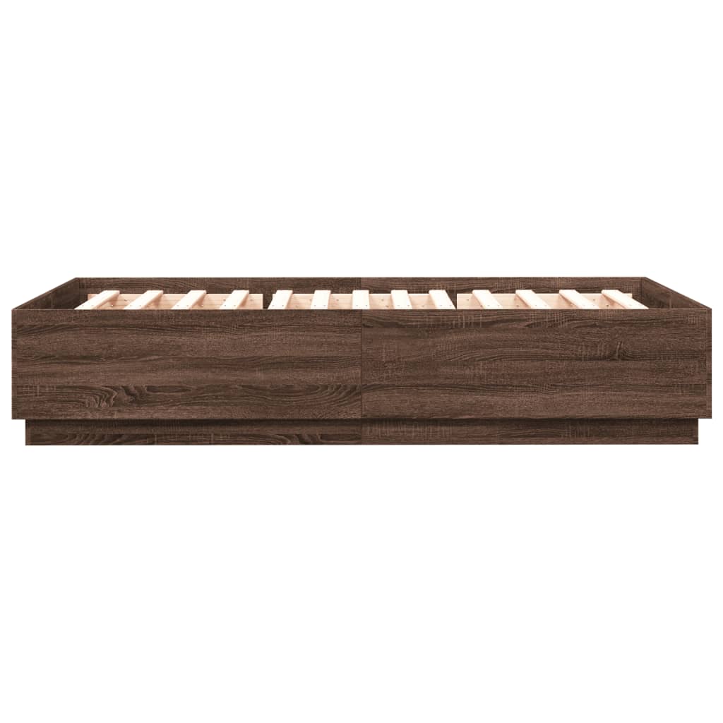 Sengeramme med LED-lys sonoma eik 150x200 cm konstruert tre