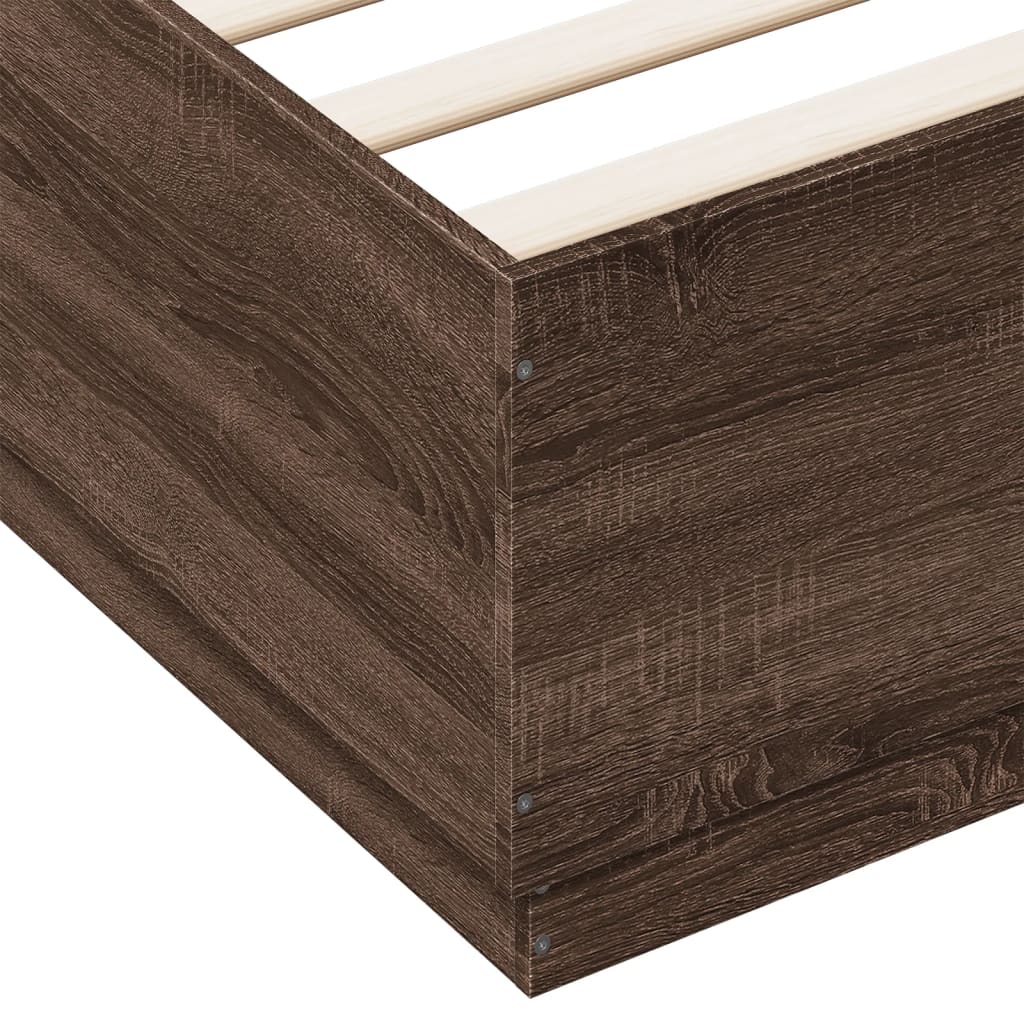 Sengeramme med LED-lys sonoma eik 150x200 cm konstruert tre