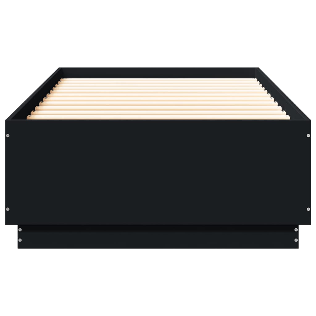 Sengeramme med LED-lys svart 100x200 cm konstruert tre