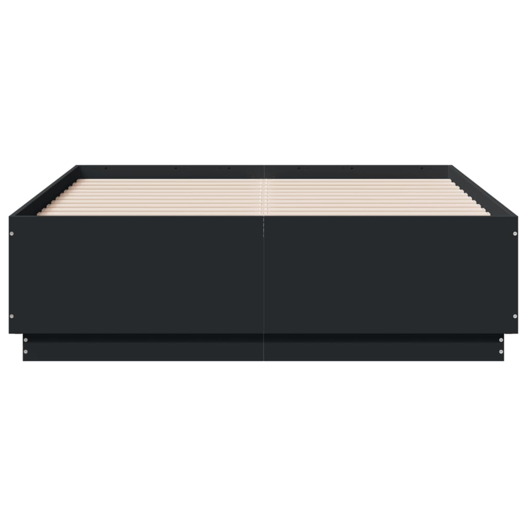 Sengeramme med LED-lys svart 120x190 cm konstruert tre