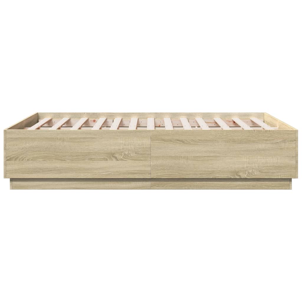 Sengeramme med LED-lys sonoma eik 120x190 cm konstruert tre