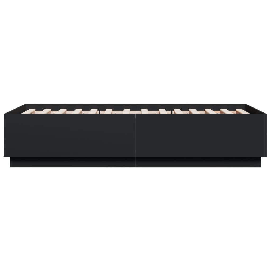 Sengeramme med LED-lys svart 90x190 cm konstruert tre