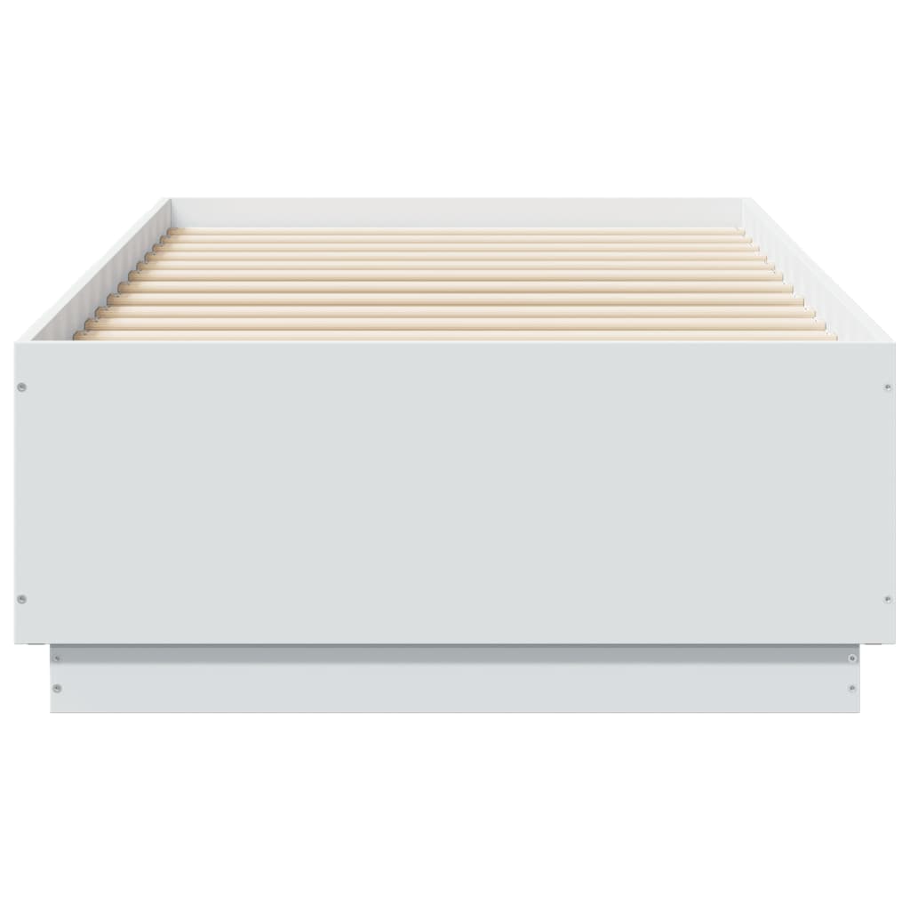Sengeramme med LED-lys hvit 75x190 cm konstruert tre