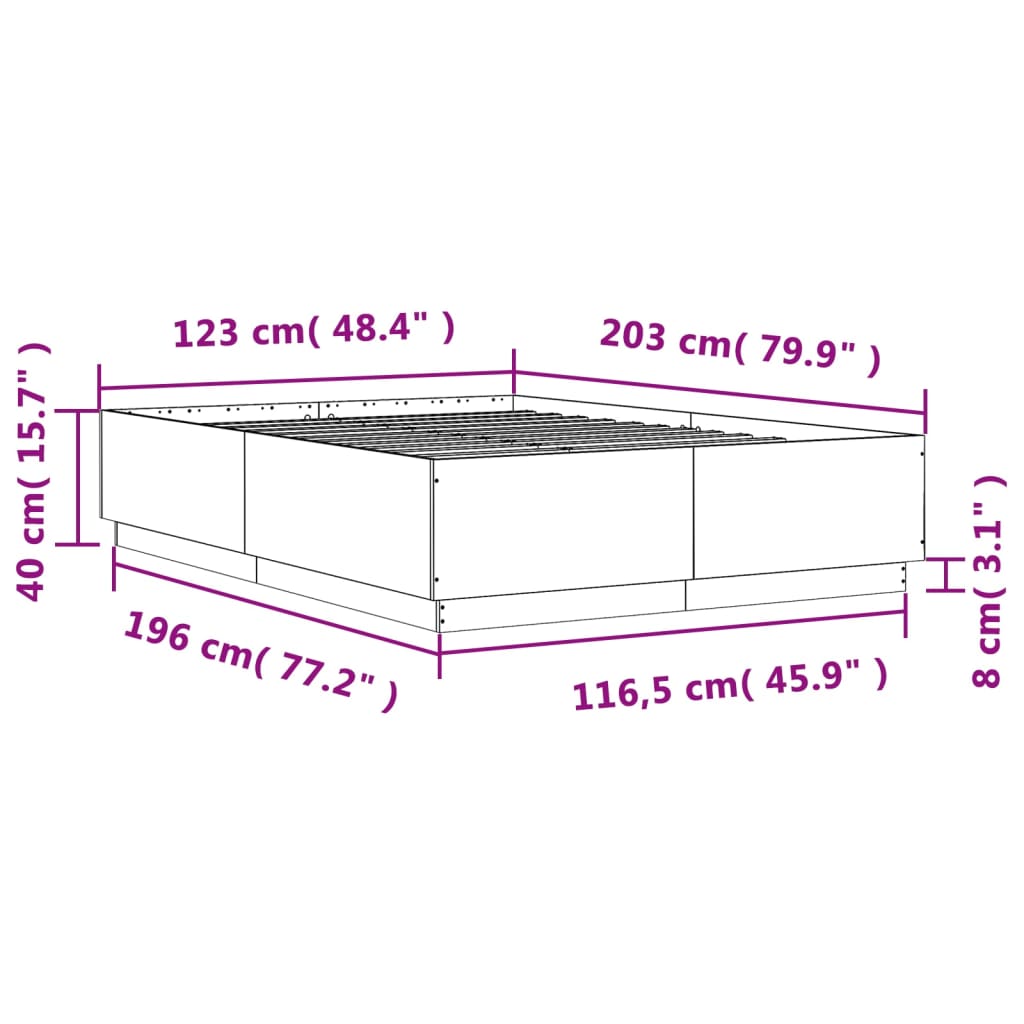 Sengeramme betonggrå 120x200 cm konstruert tre