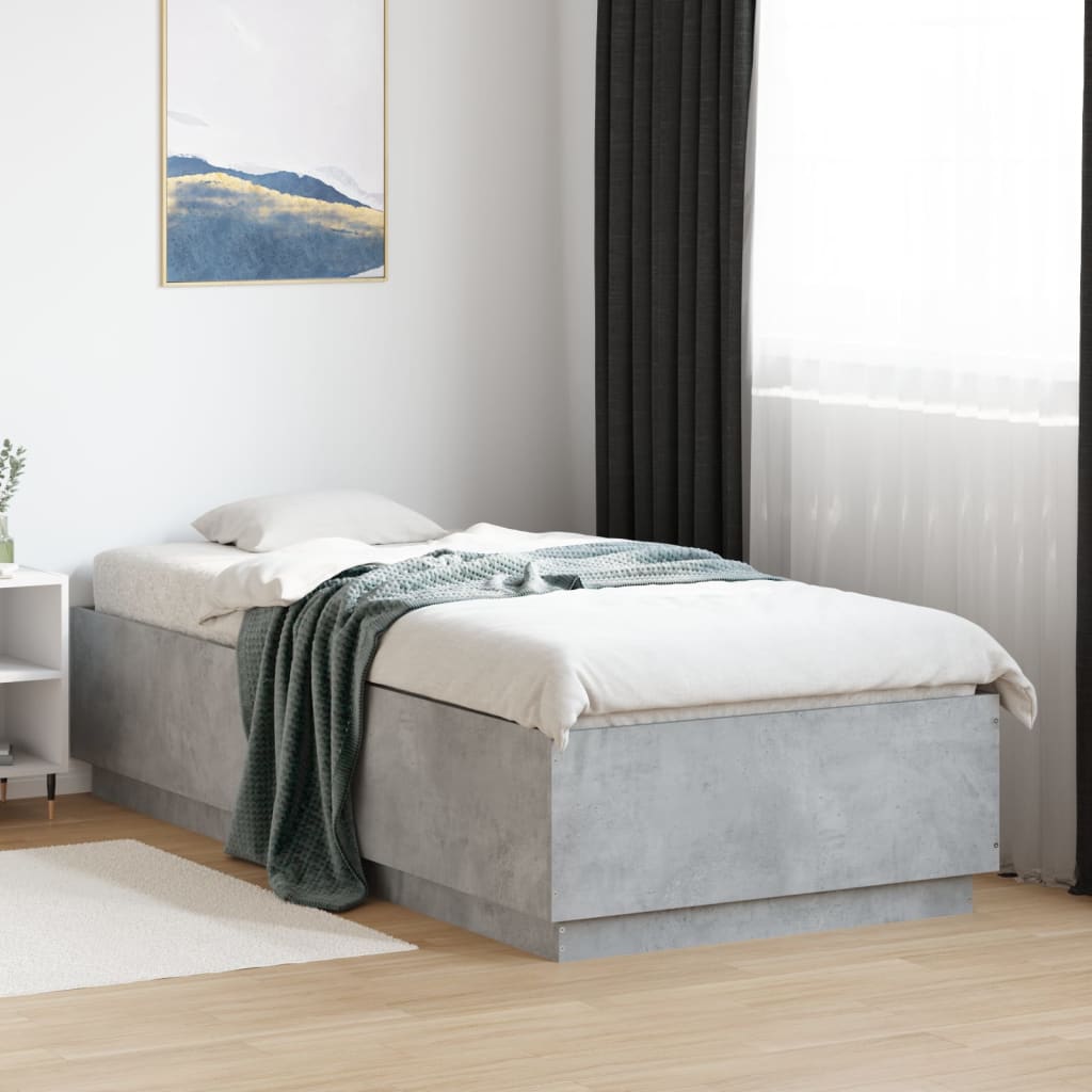 Sengeramme betonggrå 100x200 cm konstruert tre