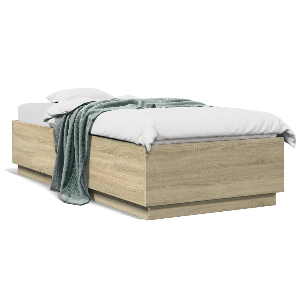 Sengeramme sonoma eik 90x200 cm konstruert tre