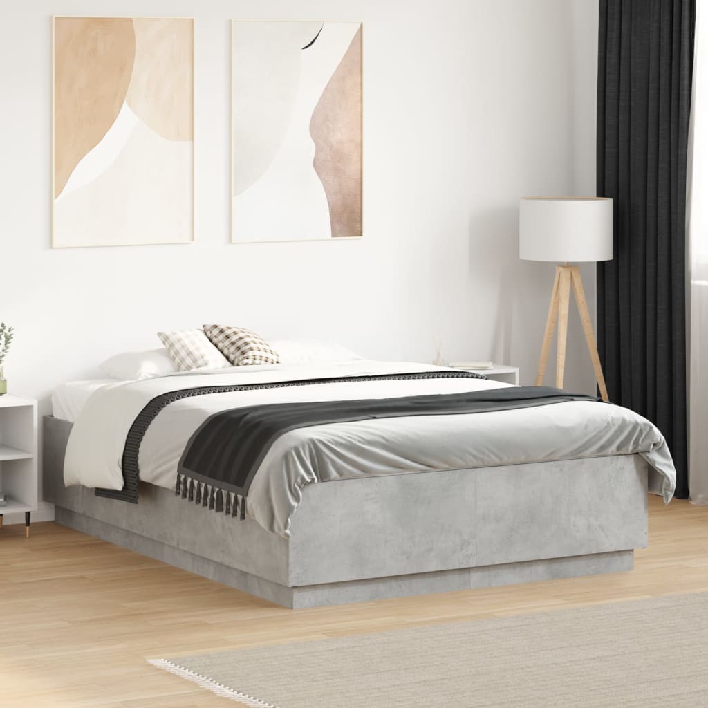 Sengeramme betonggrå 140x190 cm konstruert tre