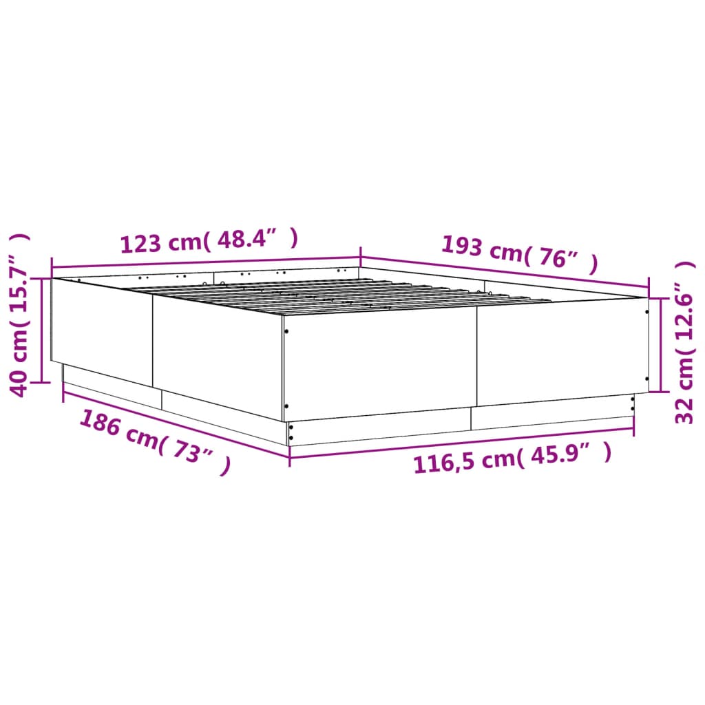 Sengeramme sonoma eik 120x190 cm konstruert tre