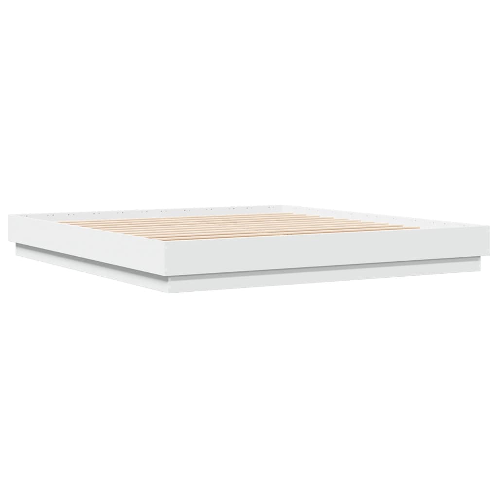 Sengeramme med LED-lys hvit 200x200 cm