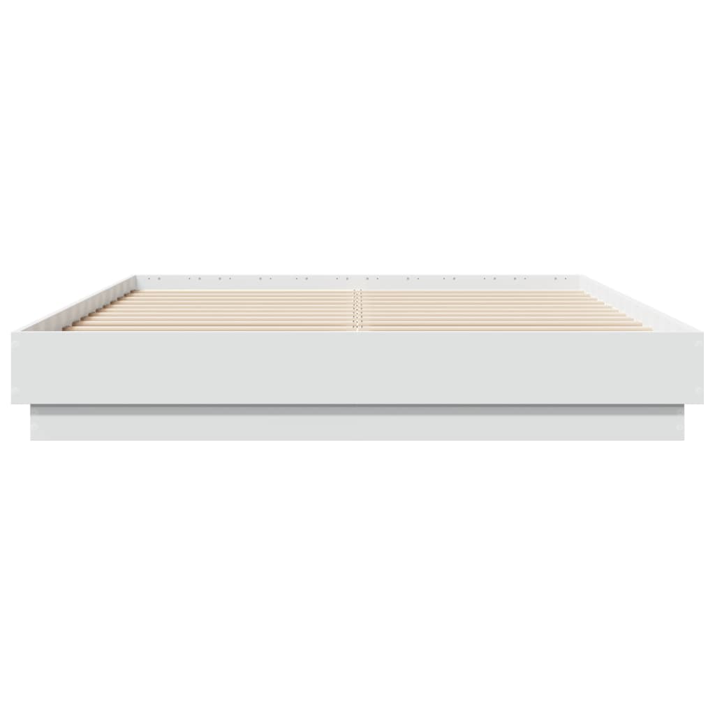 Sengeramme med LED-lys hvit 150x200 cm