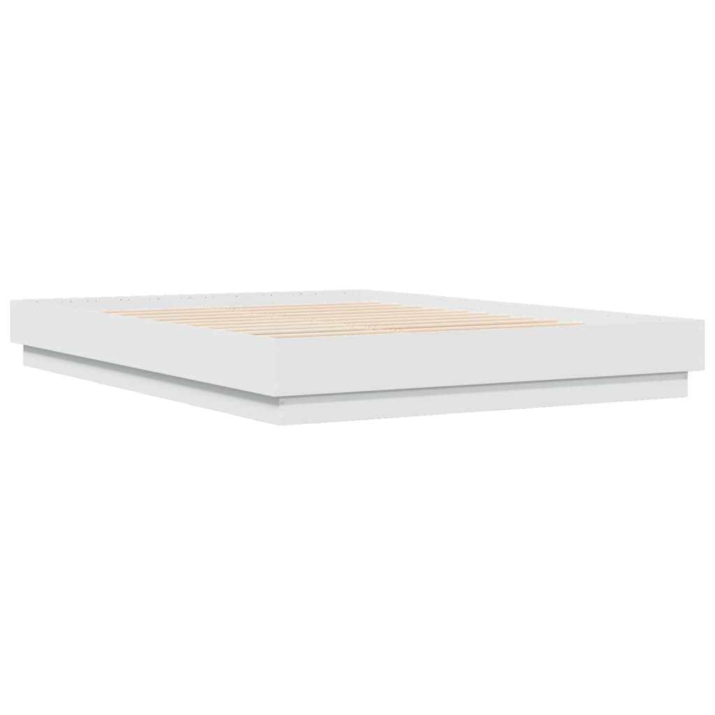 Sengeramme med LED-lys hvit 150x200 cm