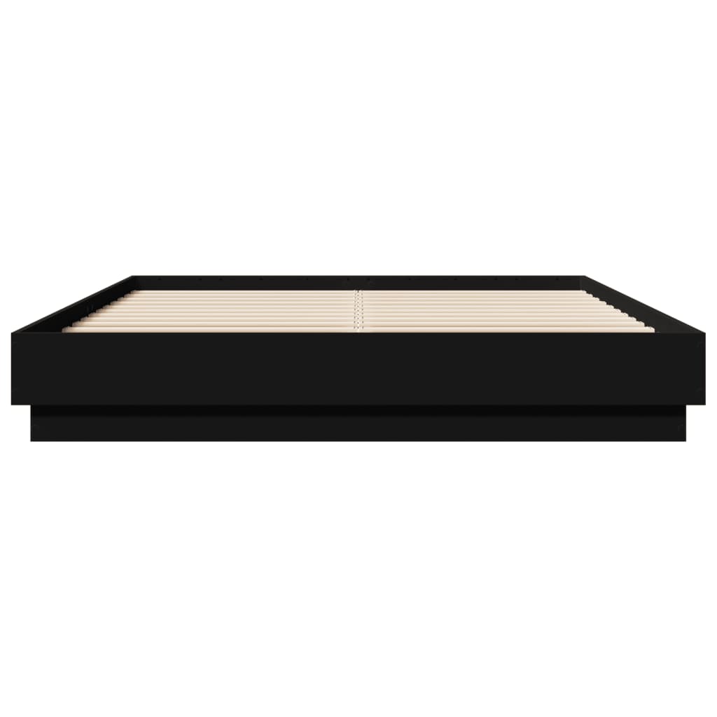 Sengeramme med LED uten Madrass Sort 150x200 cm