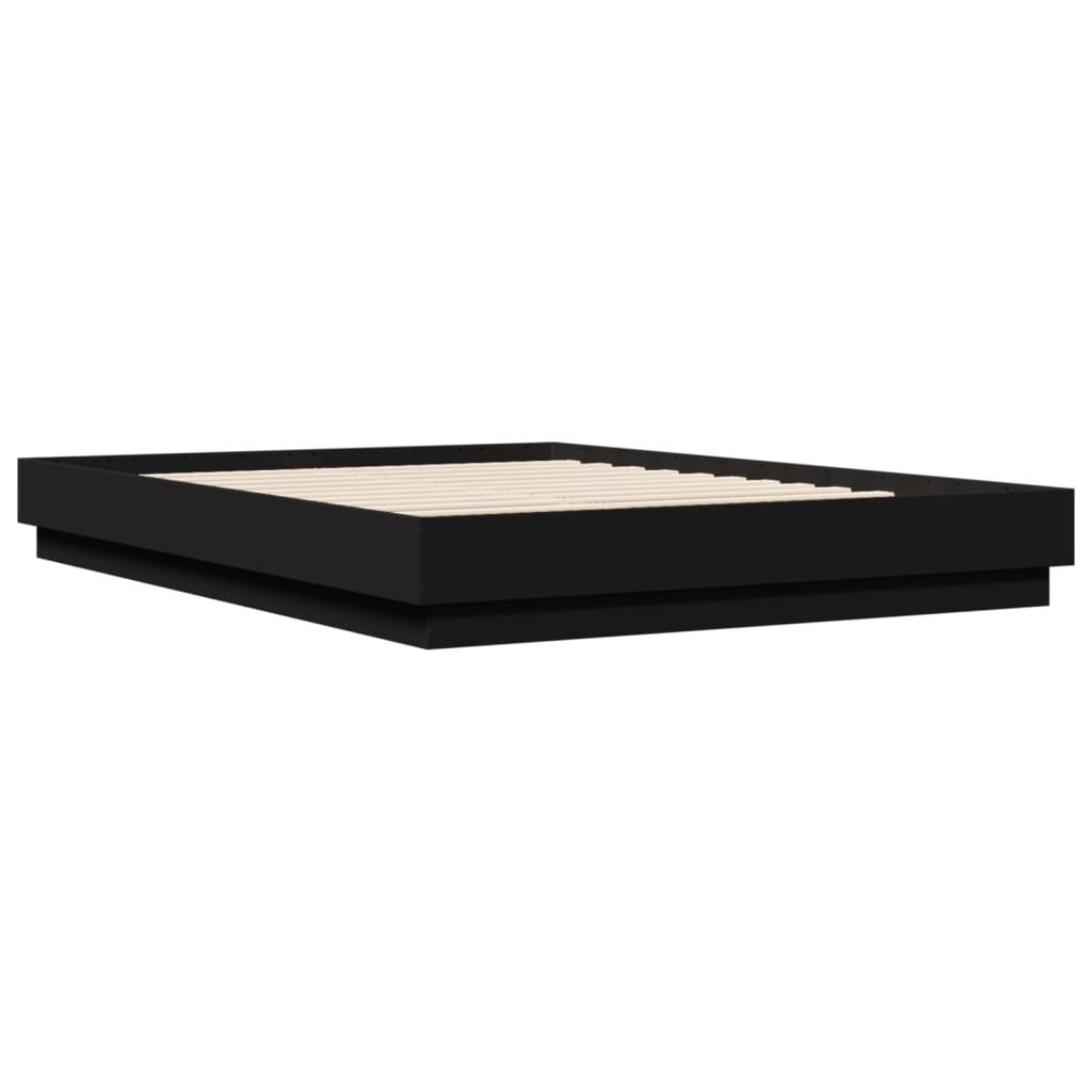 Sengeramme med LED uten Madrass Sort 150x200 cm