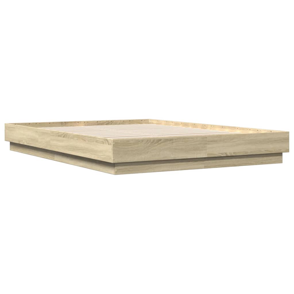 Sengeramme med LED-lys sonoma eik 150x200 cm