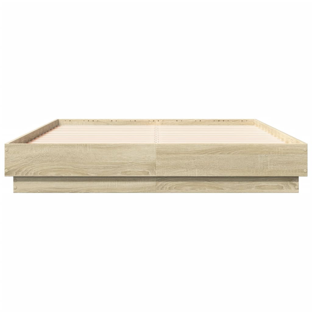 Sengeramme med LED-lys sonoma eik 120x190 cm
