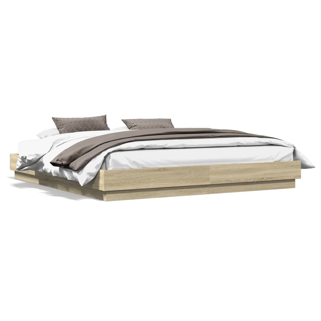 Sengeramme sonoma eik 200x200 cm konstruert tre