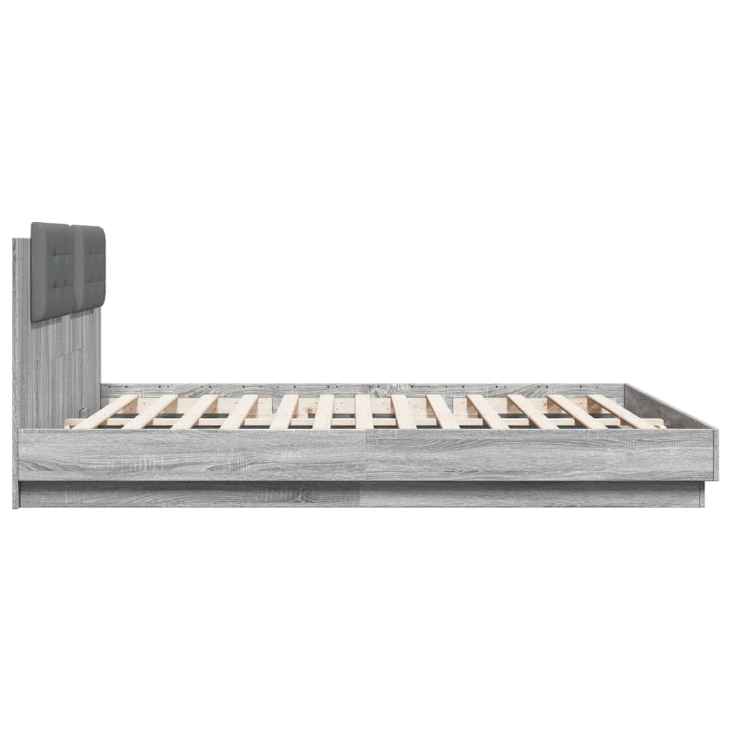 Sengeramme med hodegavl grå sonoma 200x200 cm konstruert tre