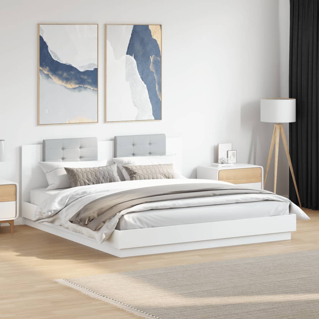 Sengeramme med hodegavl hvit 180x200 cm konstruert tre