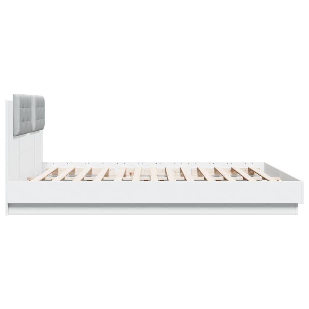 Sengeramme med hodegavl hvit 180x200 cm konstruert tre