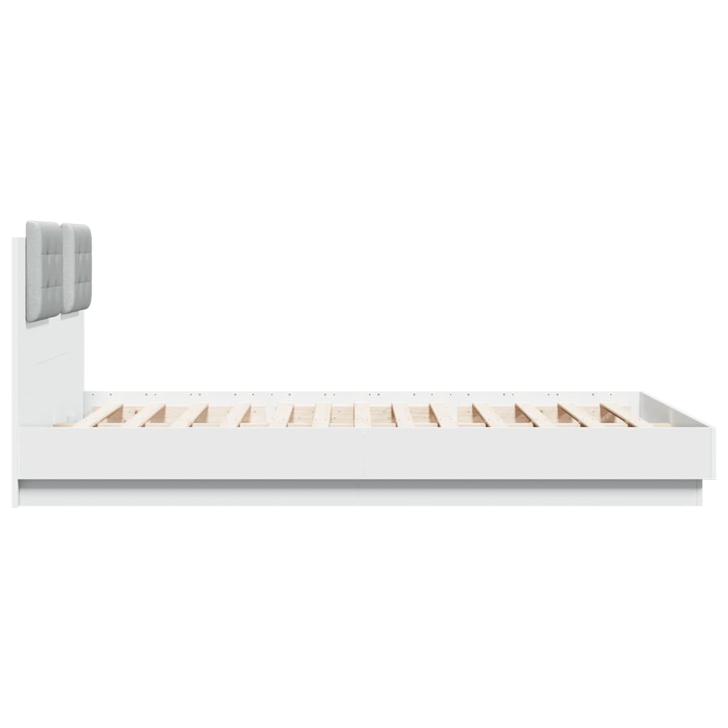 Sengeramme med hodegavl hvit 150x200 cm konstruert tre