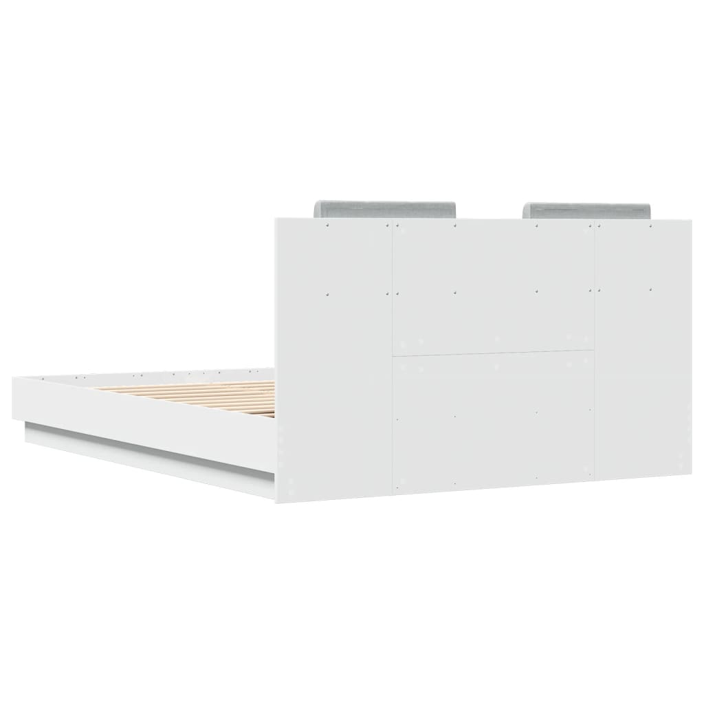 Sengeramme med hodegavl hvit 150x200 cm konstruert tre