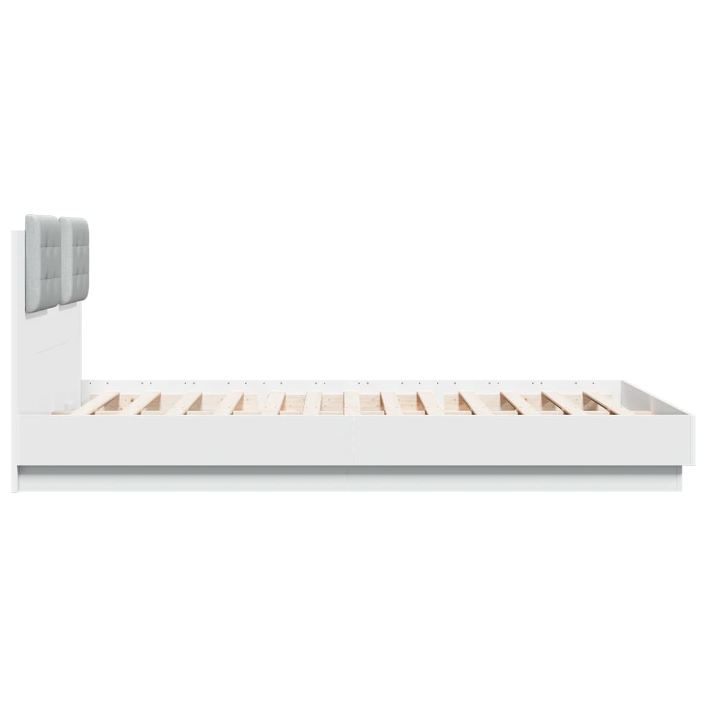 Sengeramme med hodegavl hvit 140x200 cm konstruert tre