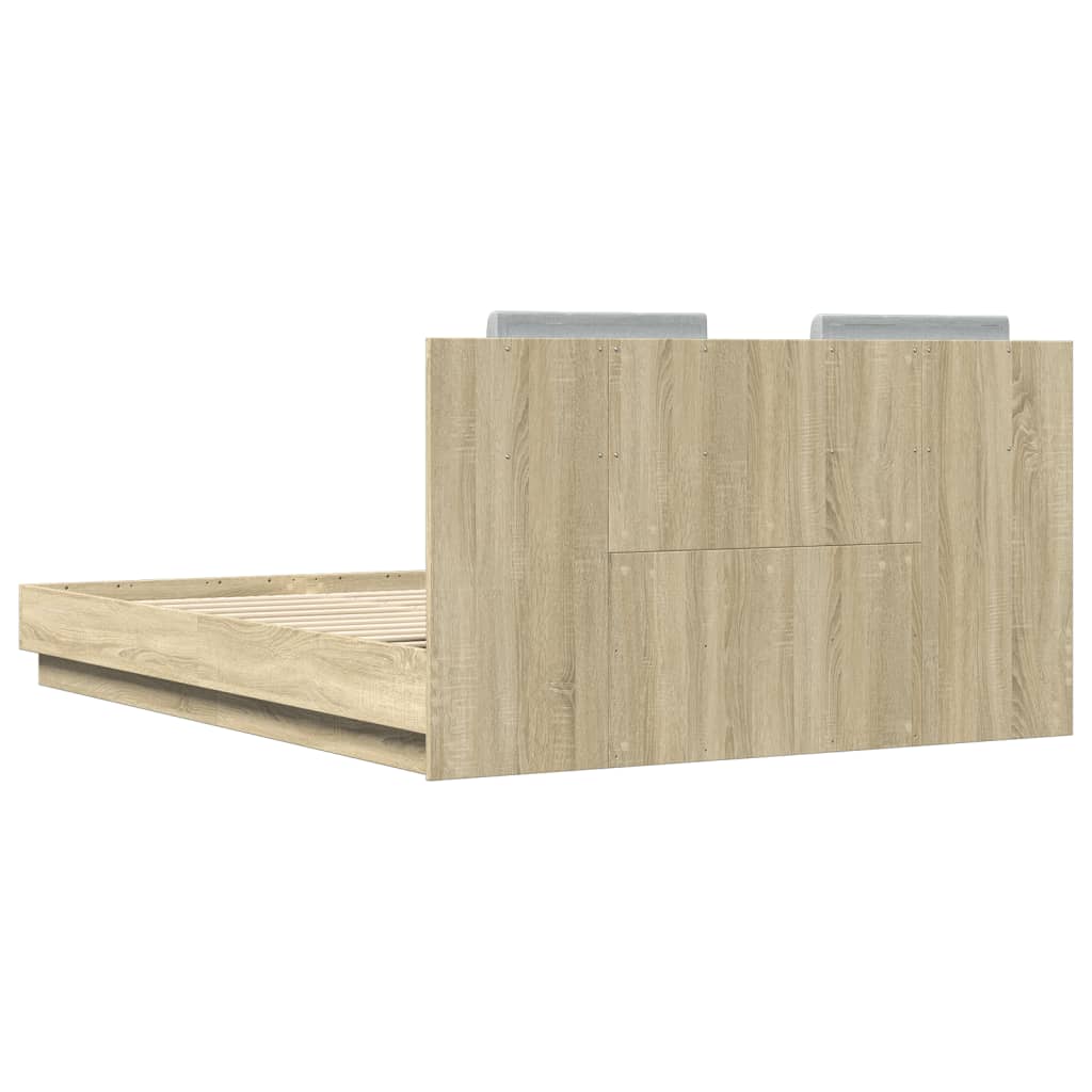 Sengeramme med hodegavl sonoma eik 120x200 cm konstruert tre