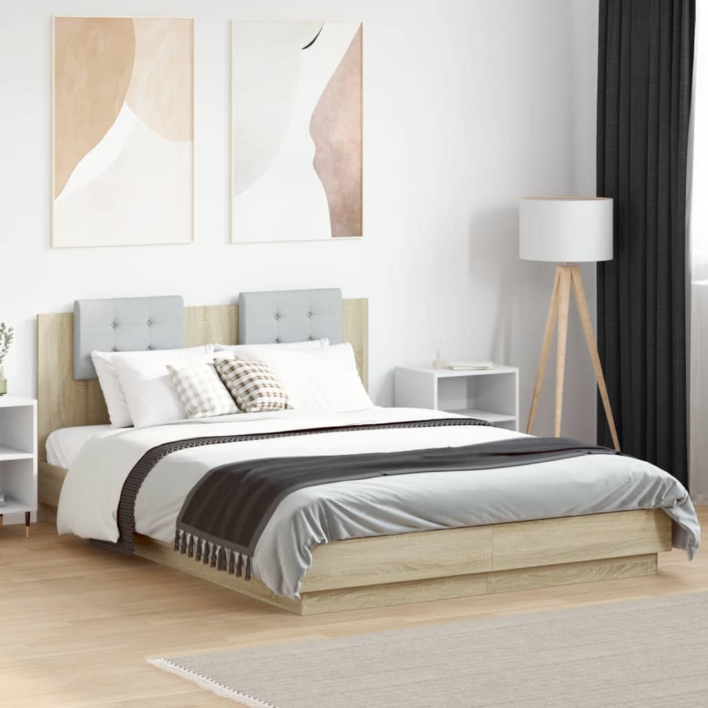 Sengeramme med hodegavl sonoma eik 120x200 cm konstruert tre