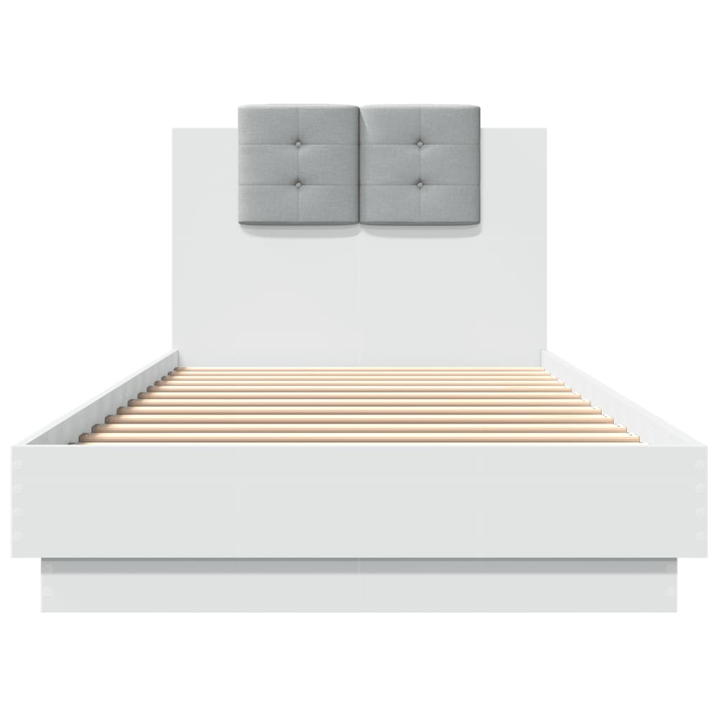 Sengeramme med hodegavl hvit 100x200 cm konstruert tre