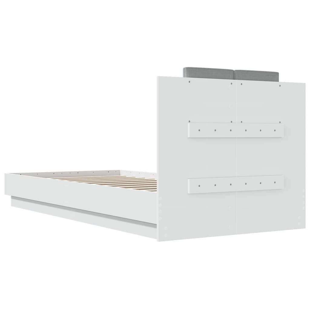 Sengeramme med hodegavl hvit 100x200 cm konstruert tre