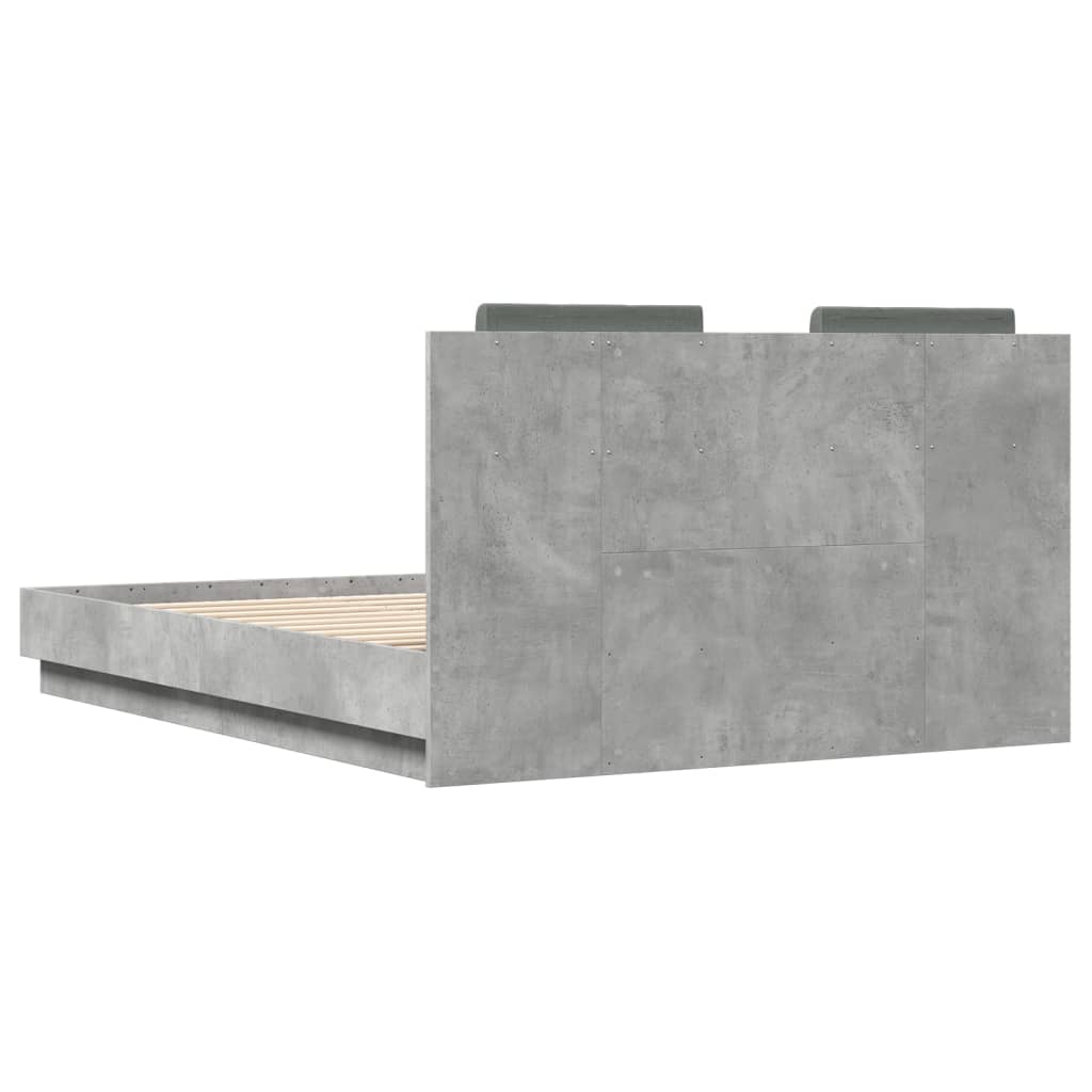 Sengeramme med hodegavl betonggrå 135x190 cm konstruert tre
