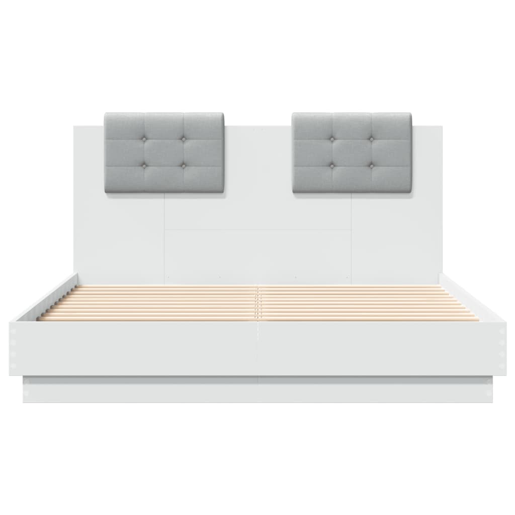 Sengeramme med hodegavl hvit 120x190 cm konstruert tre
