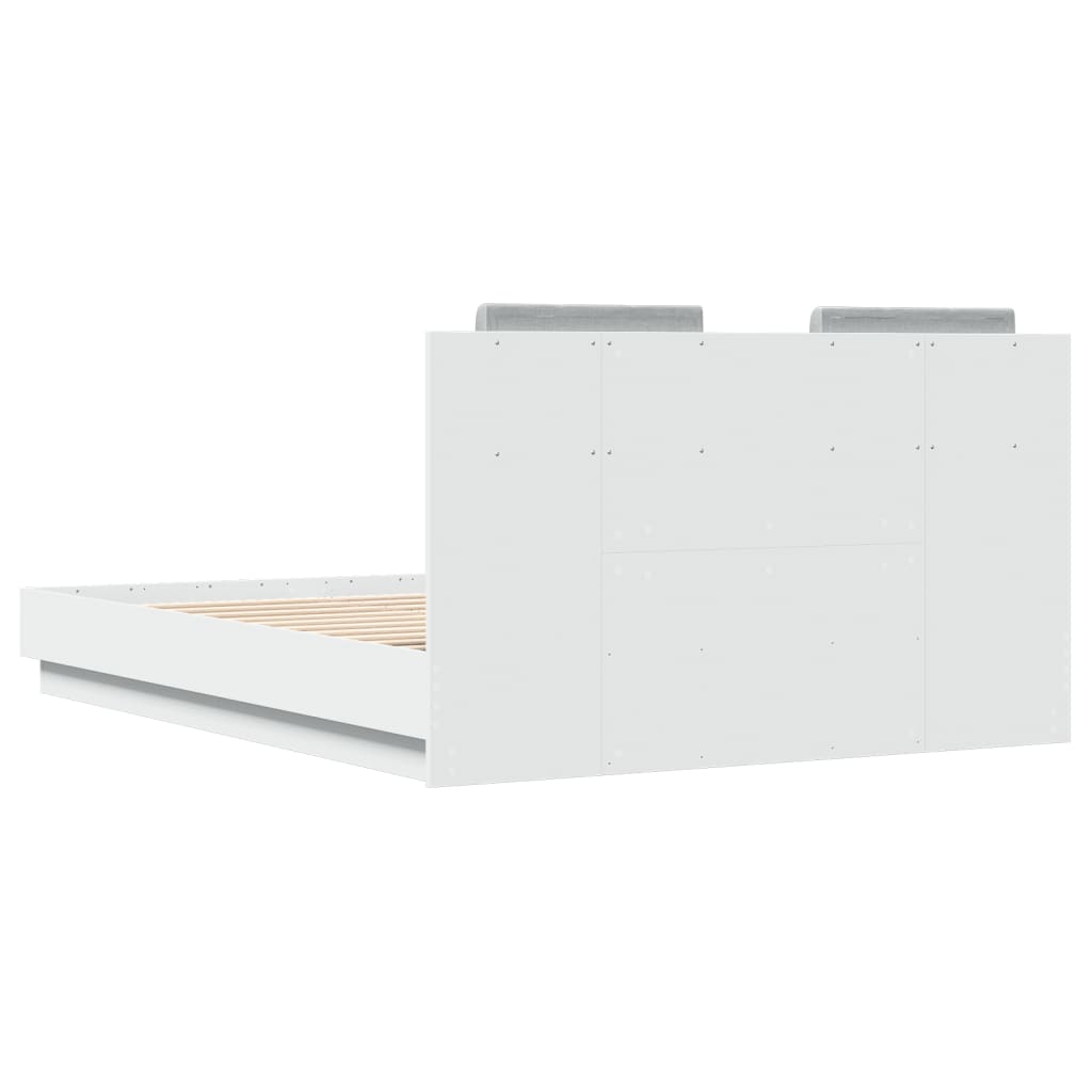 Sengeramme med hodegavl hvit 120x190 cm konstruert tre
