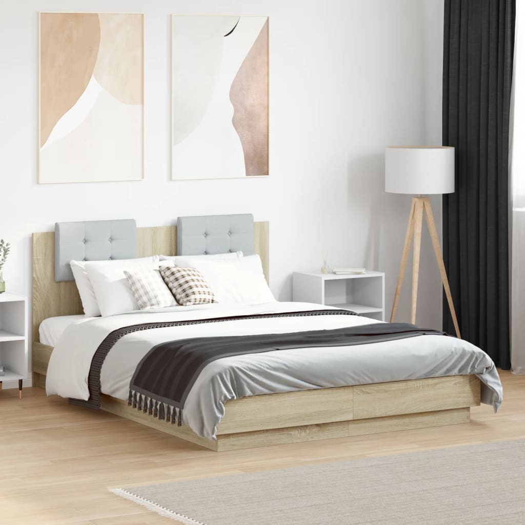 Sengeramme med hodegavl sonoma eik 120x190 cm konstruert tre