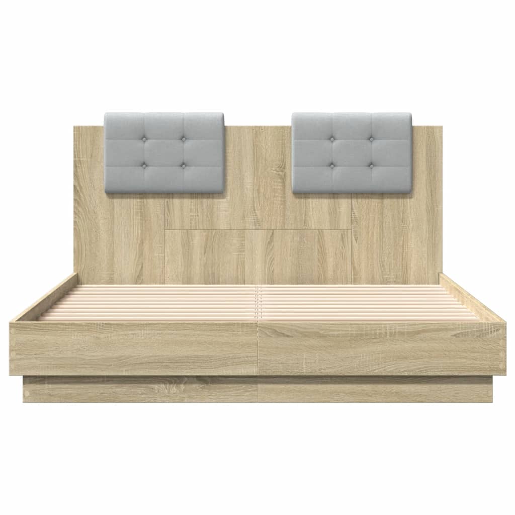 Sengeramme med hodegavl sonoma eik 120x190 cm konstruert tre