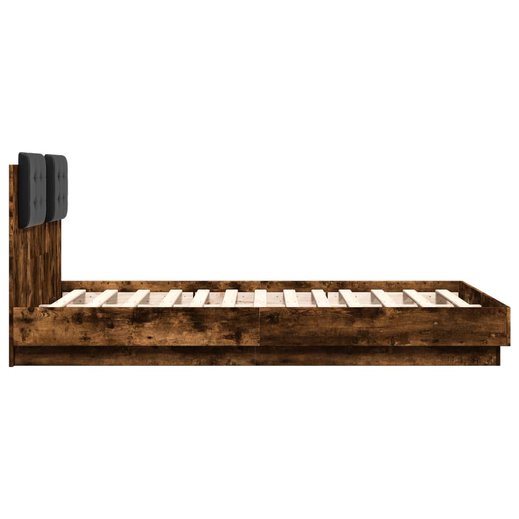 Sengeramme med hodegavl røkt eik 120x190 cm konstruert tre