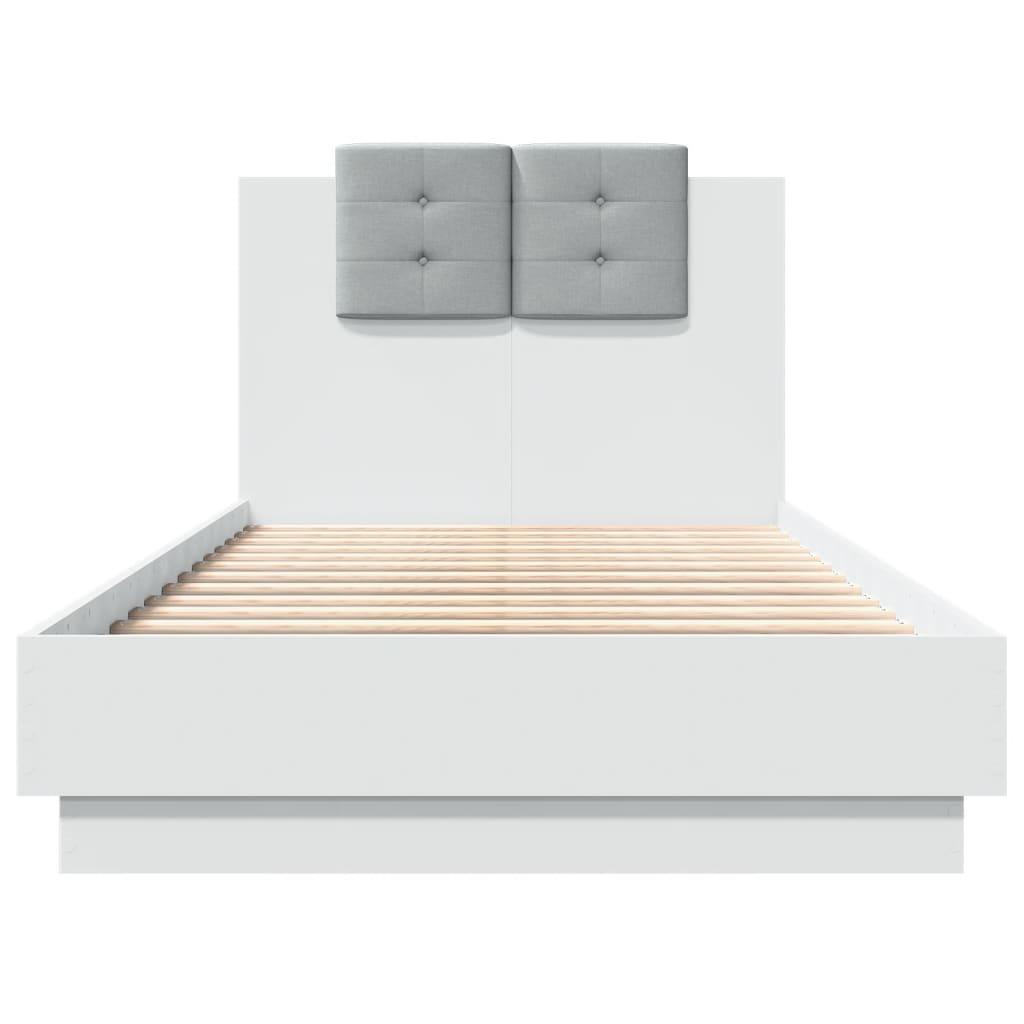Sengeramme med hodegavl hvit 90x190 cm konstruert tre