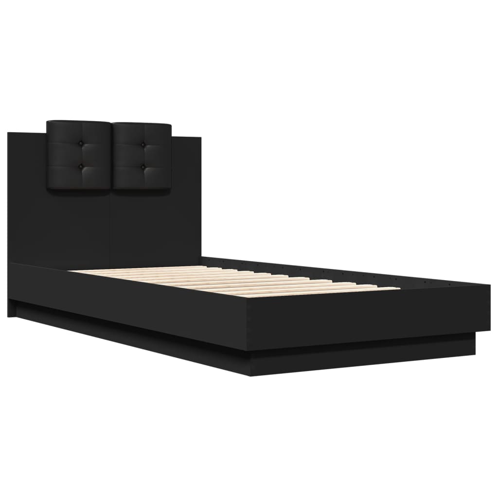 Sengeramme med hodegavl svart 90x190 cm konstruert tre