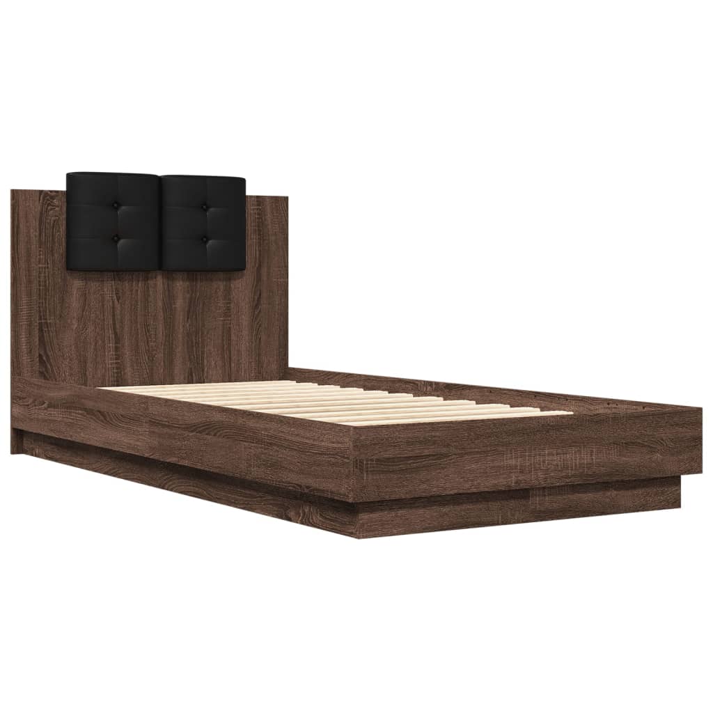 Sengeramme med hodegavl brun eik 90x190 cm konstruert tre