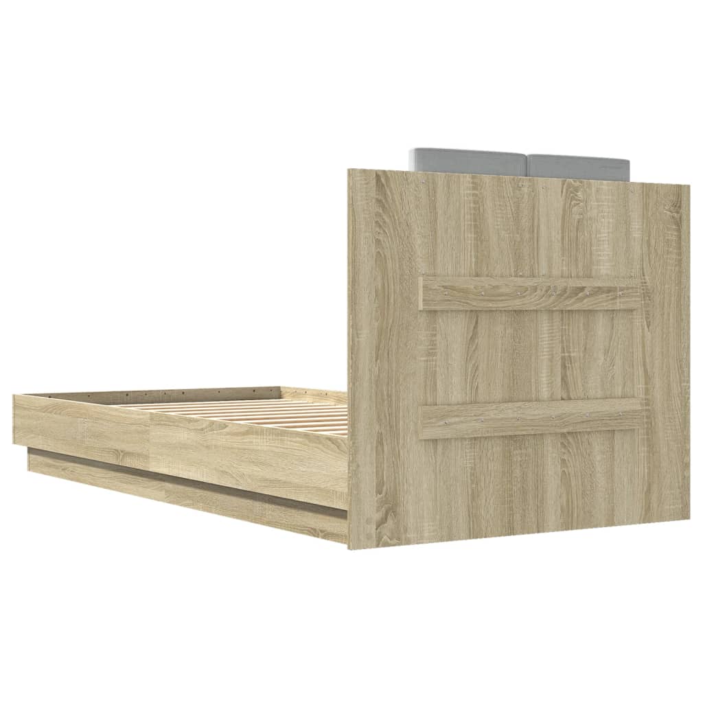 Sengeramme med hodegavl sonoma eik 75x190 cm konstruert tre