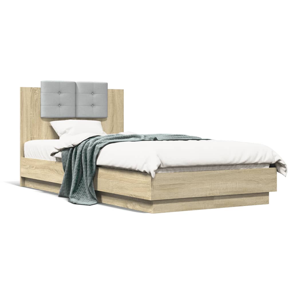 Sengeramme med hodegavl sonoma eik 75x190 cm konstruert tre