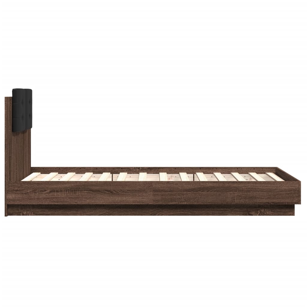 Sengeramme med hodegavl brun eik 75x190 cm konstruert tre